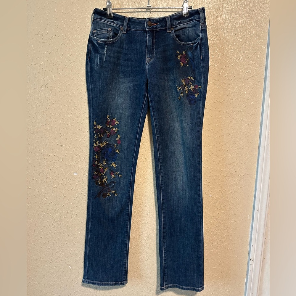 Sundance Magnolia Fit Embroidered Jeans Women’s Size 28 Straight Leg Boho Floral